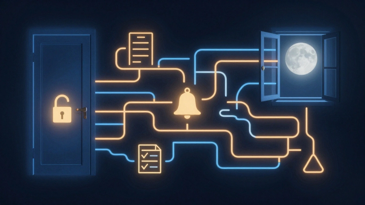 Abstract neural pathways connected to symbols of boundaries and light, representing neurodivergent autonomy in sex work.